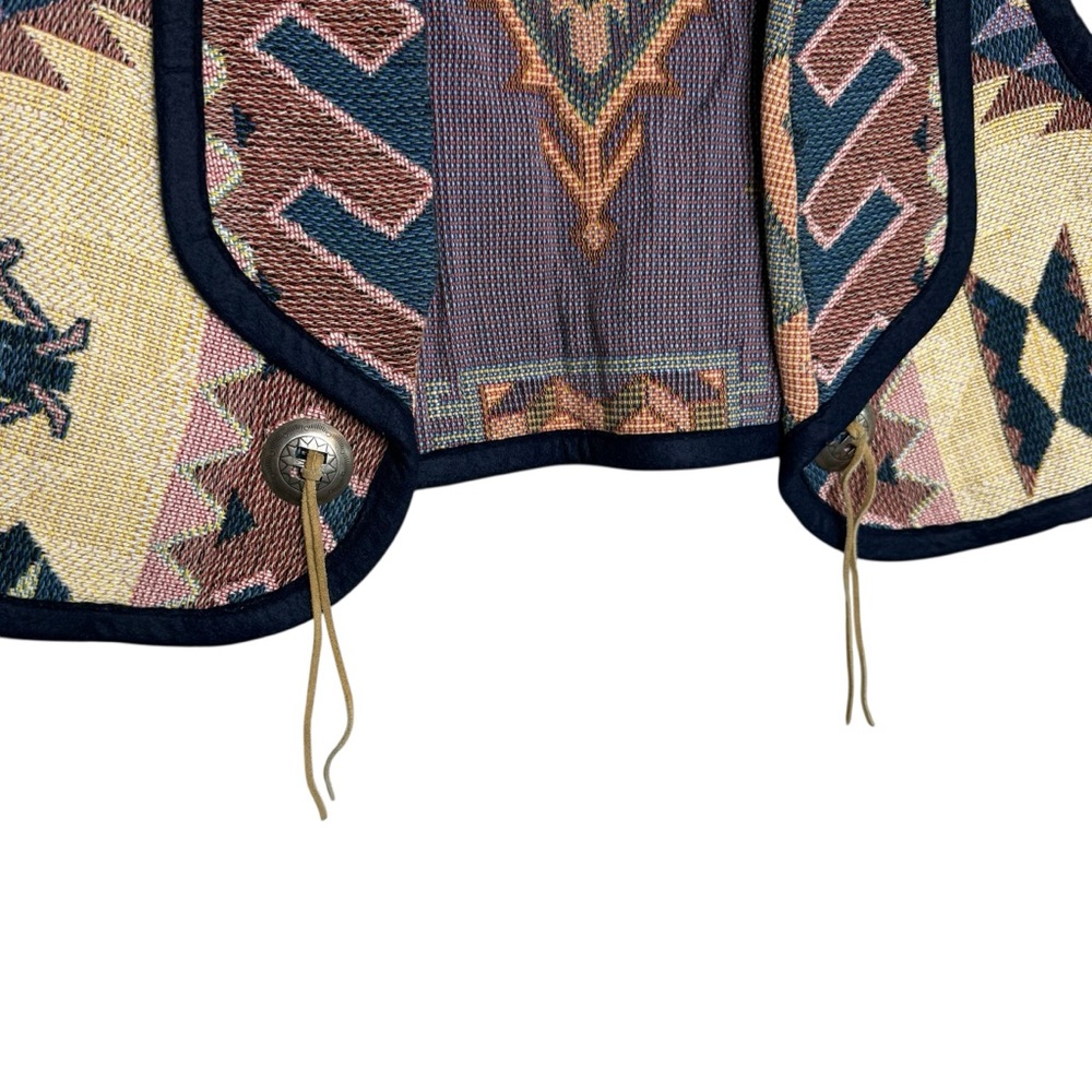 Vintage Handmade Cotton Western Tapestry Vest Open Southwestern Rodeo Unique - Picture 4 of 9